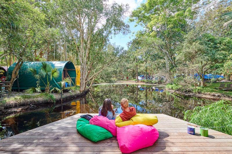 relax by the lake at byron bay hostel